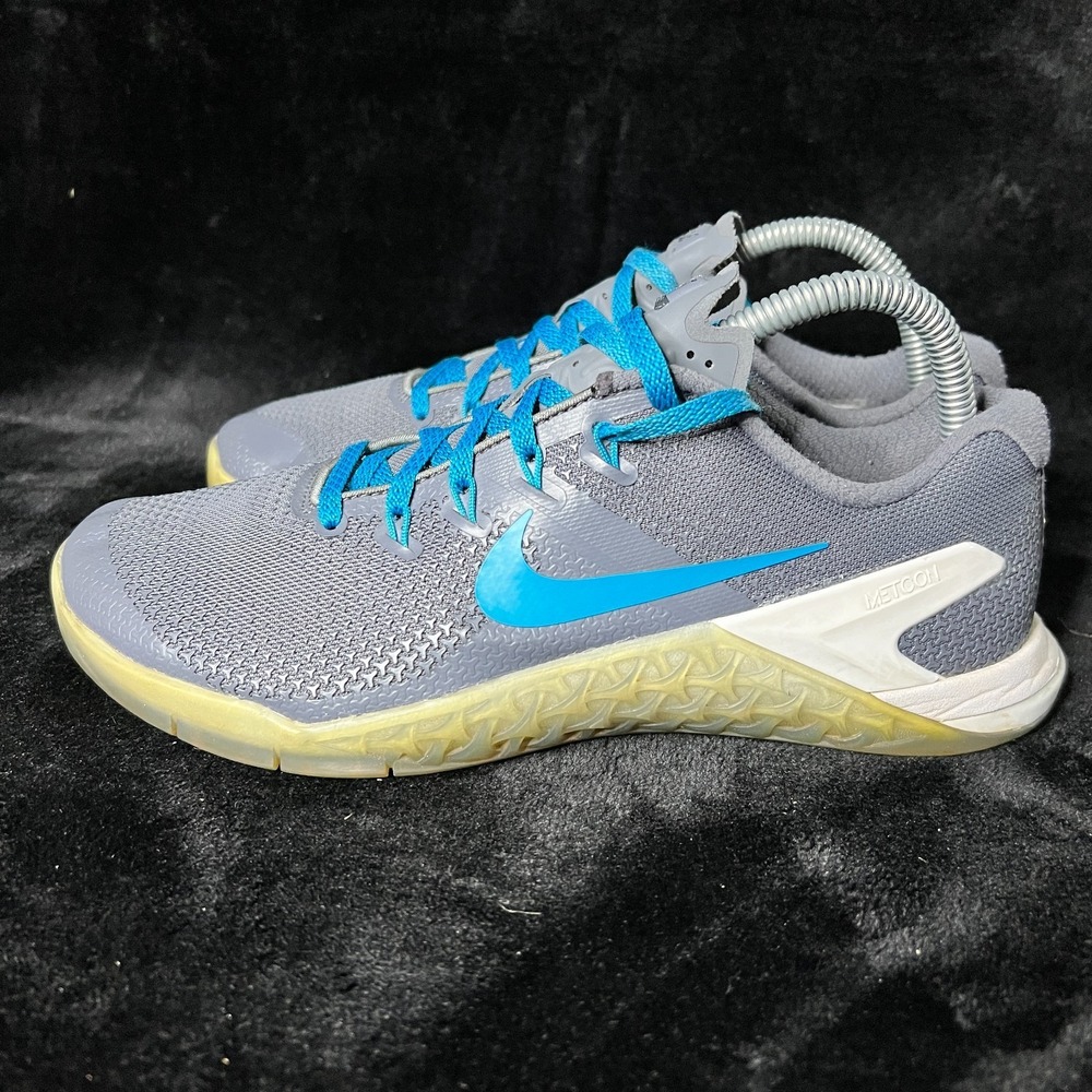 Nike iD Metcon 4 AR5136-991 Womens 8.5 Workout Training Shoes Gray‎ Blue Sneaker